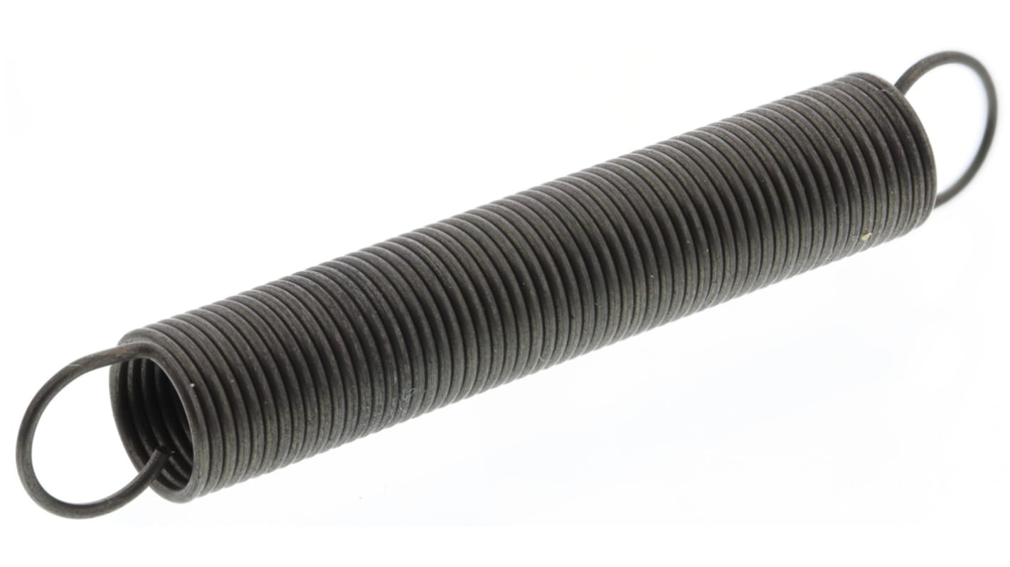 RS PRO Zugfeder Stahl L.: 47.6mm x Aussenø 7mm, Draht ø 0.63mm 12.2N Federhärte 0.11N/mm