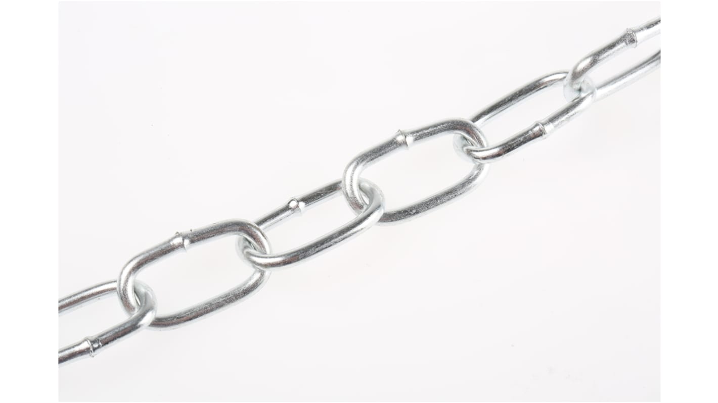 RS PRO Zinc Plated Steel Chain, 10m Length, 50 kg Lifting Load