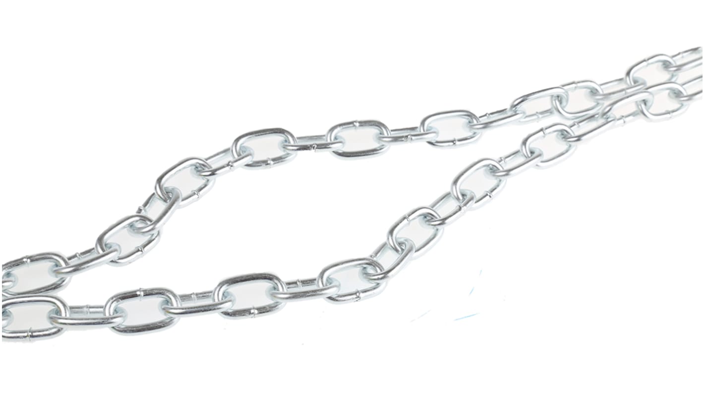 RS PRO Zinc Plated Steel Chain, 10m Length, 100 kg Lifting Load