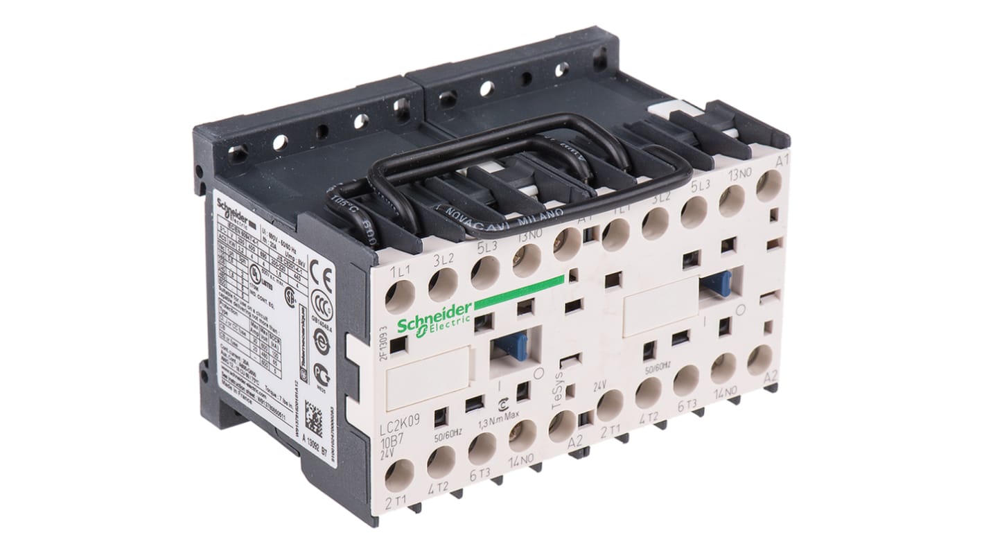 Contattore Reversibile Schneider Electric, serie LC2K, 3 poli, 3 NA, 9 A, 4 kW, bobina 24 V c.a.