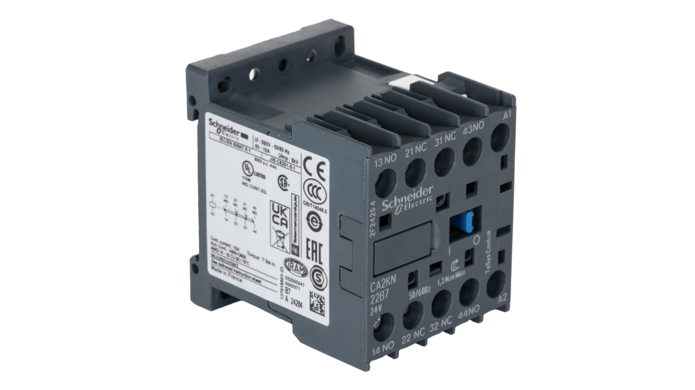Stycznik Schneider Electric 10 A 2NO + 2NC Montaż na szynie DIN Śruba CA2KN22B7