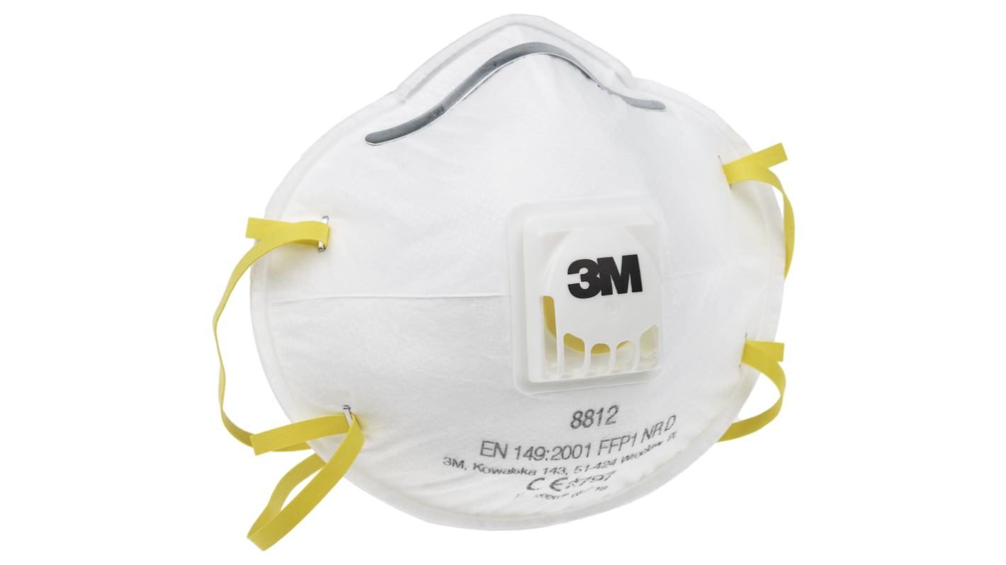 3M 8000 Series Disposable Face Mask for General Purpose Protection, FFP1, Valved, Moulded 10 per Package