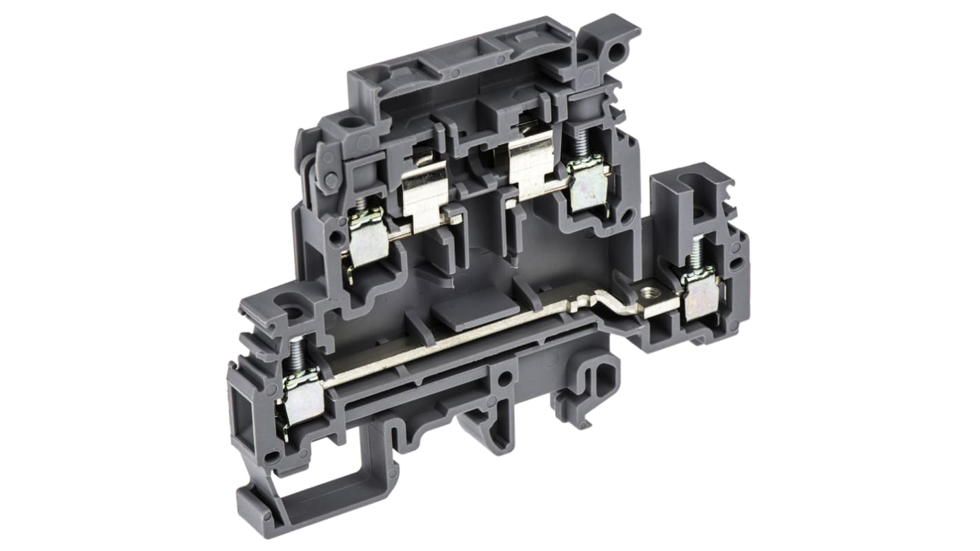 Entrelec M Series Grey Fused DIN Rail Terminal, 4mm², Double-Level, Screw Termination, Fused