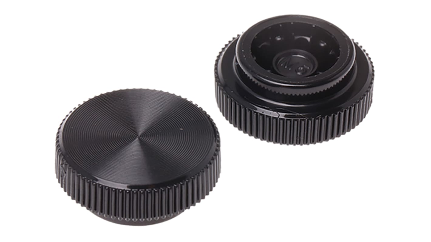 RS PRO Black Knurled Clamping Knob, M5, Unthreaded Hole