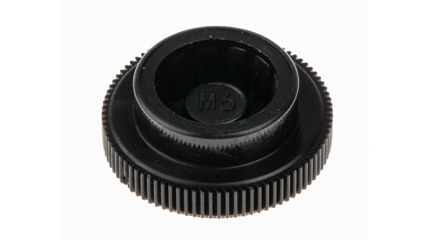 RS PRO Black Knurled Clamping Knob, M6, Unthreaded Hole