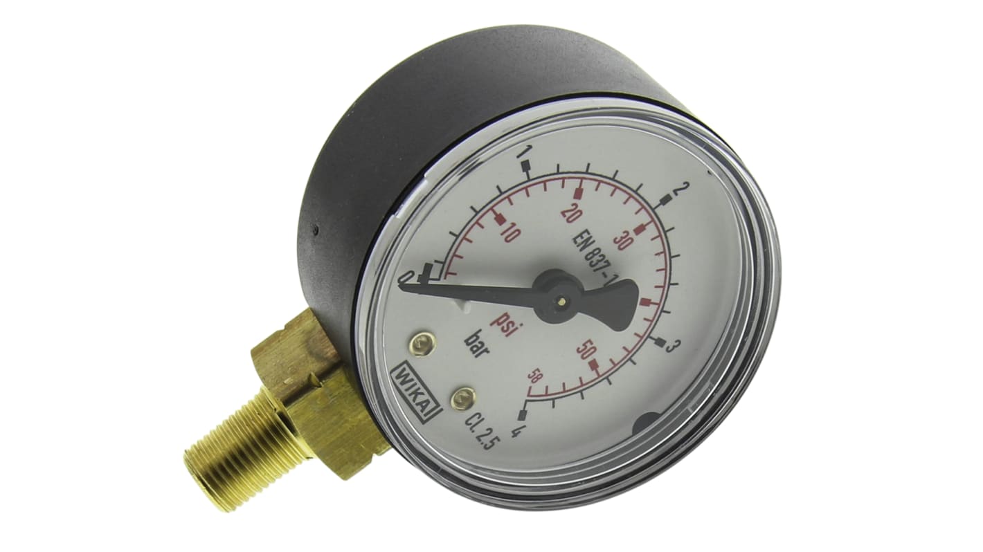 WIKA Analogue Pressure Gauge 4bar Bottom Entry, 8327494, With RS Calibration, 0bar min.