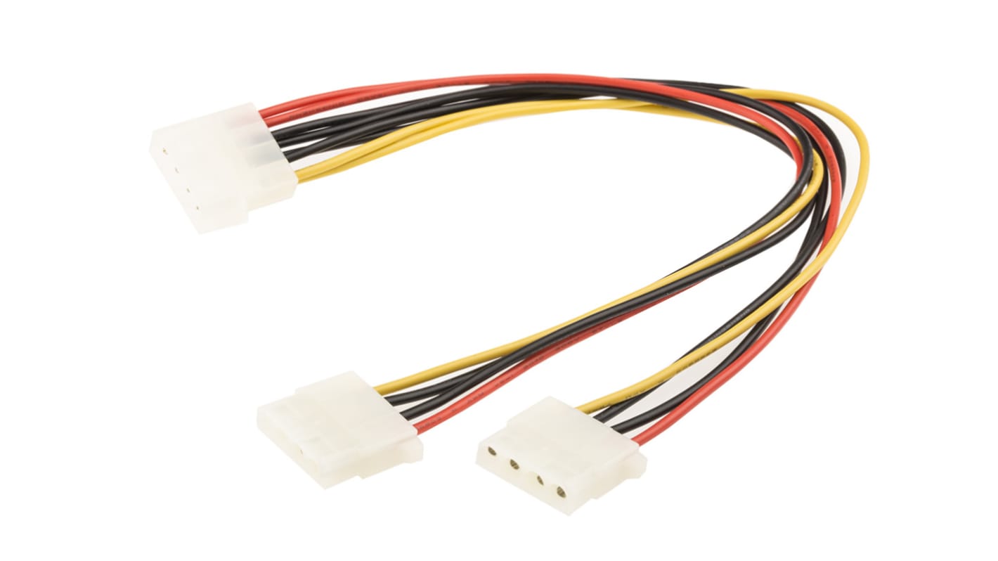 Roline 4 Way Male 4 Pin Molex to 4 Way Female 4 Pin Molex Wire to Board Cable, 300mm