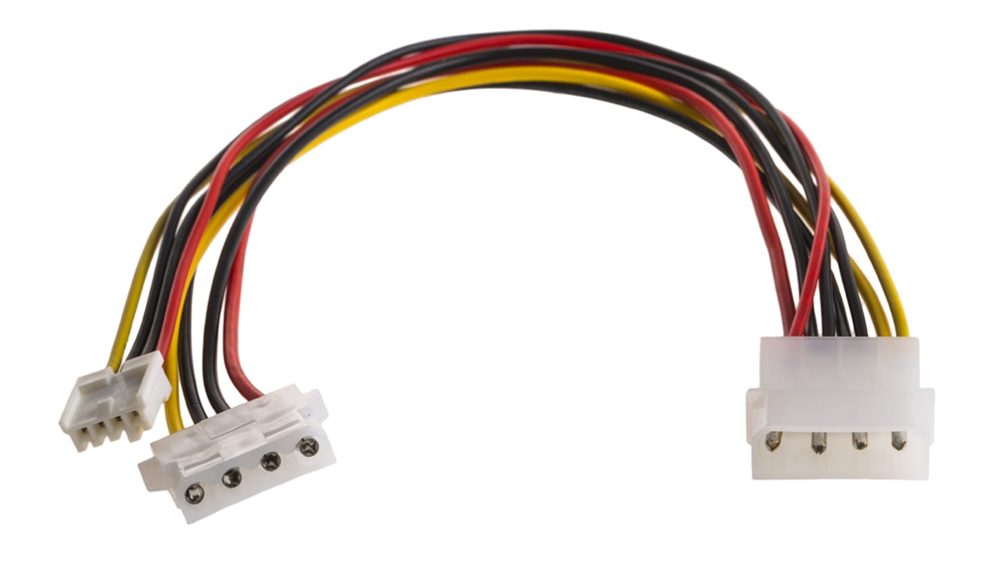 Roline 4 Way Male 4 Pin Molex to 4 Way Female 4 Pin Molex Wire to Board Cable, 300mm