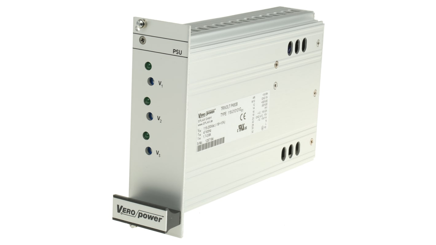 Eplax Switching Power Supply, 116-010101G, 5 V dc, ±12 → 15 V dc, 2 A, 6 A, 500mA, 60W, Triple Output, 94