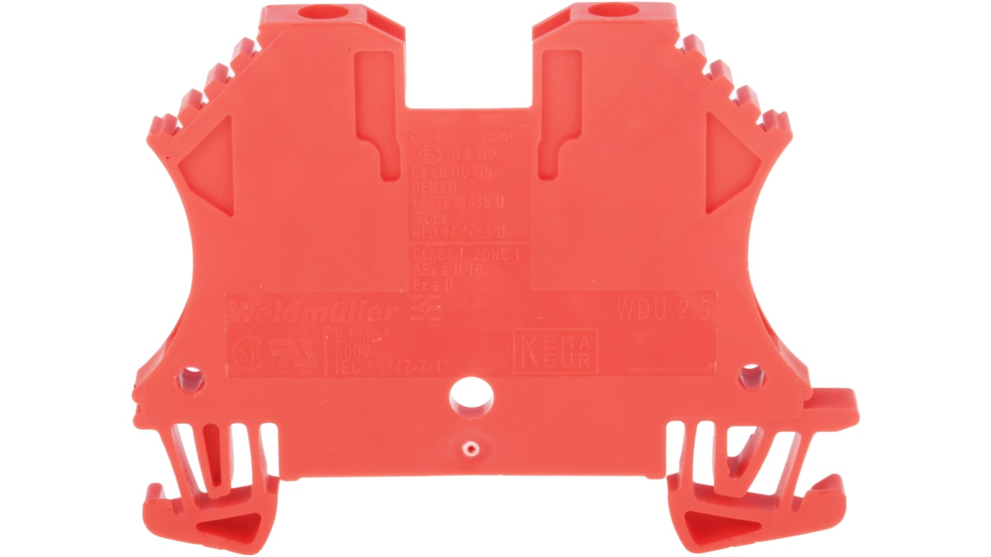 Weidmuller 1020040000 WDU Series Red, 2.5mm², Single-Level, Screw Termination, ATEX