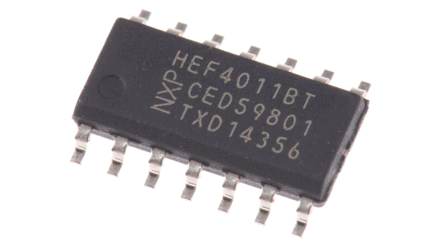 Nexperia 与非门, 贴片安装, SOIC, 4元件, 每逻辑门2输入, 14p, 最大15 V
