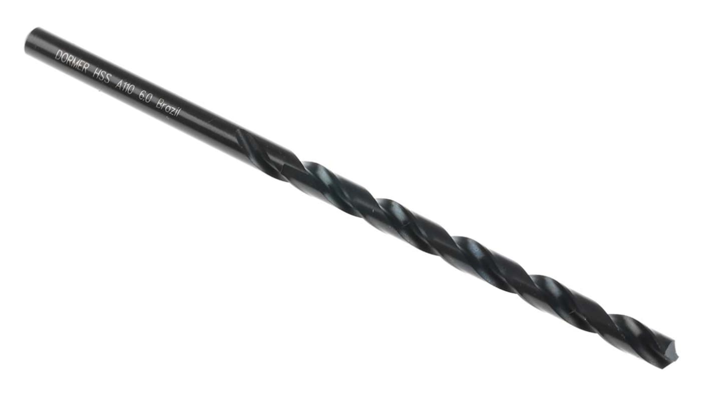 Dormer A110 Series HSS Twist Drill Bit for Stainless Steel, 6mm Diameter, 139 mm Overall