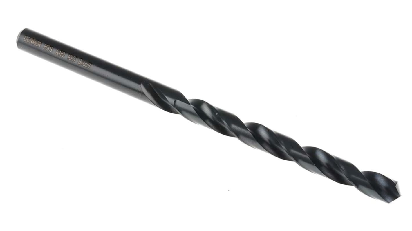 Dormer A110 Series HSS Twist Drill Bit, 10.5mm Diameter, 184 mm Overall