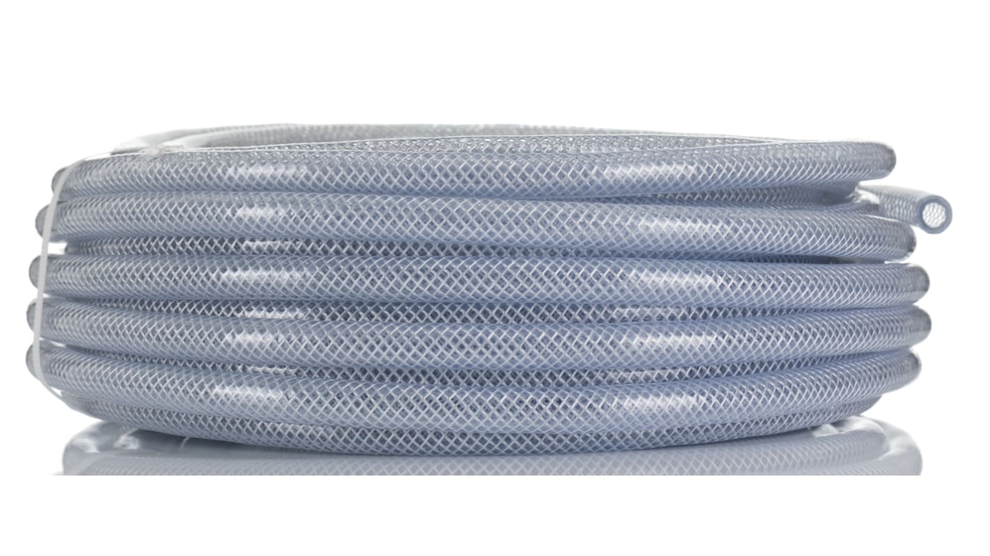 RS PRO Hose Pipe, PVC, 10mm ID, 16mm OD, Clear, 25m