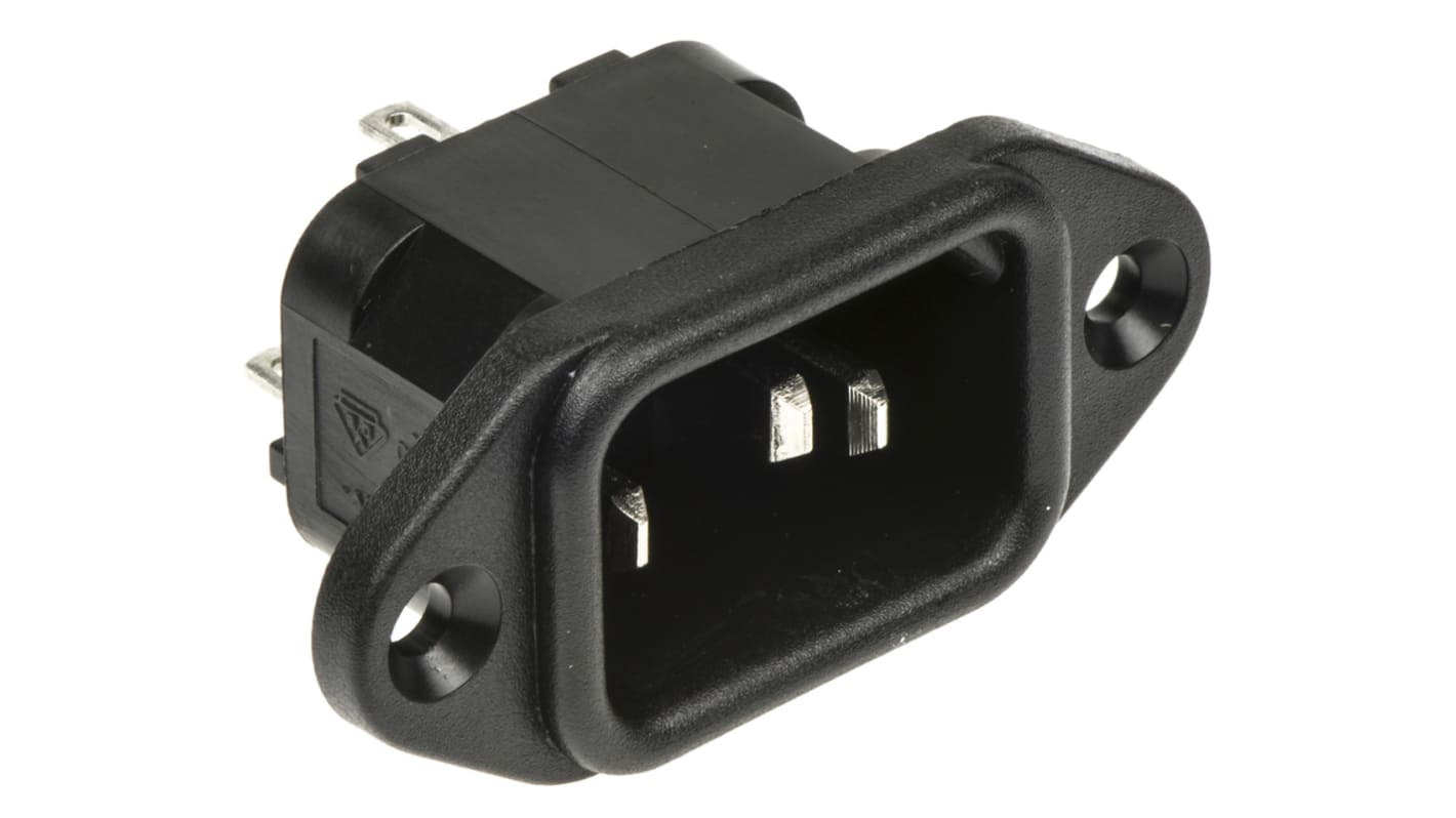 Conector IEC C14 macho Bulgin, Montaje en Panel, 250 V, 10A