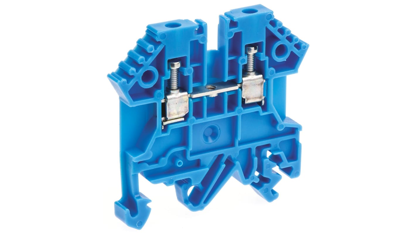 RS PRO Blue DIN Rail Terminal Block, 0.2 → 2.5mm², Screw Termination