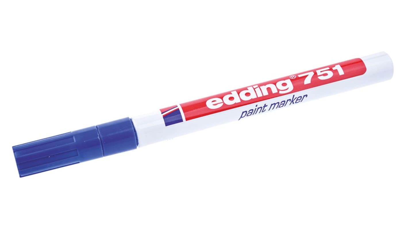 Edding Blue 1 → 2mm Fine Tip Paint Marker Pen for use with Glass, Metal, Plastic, Wood