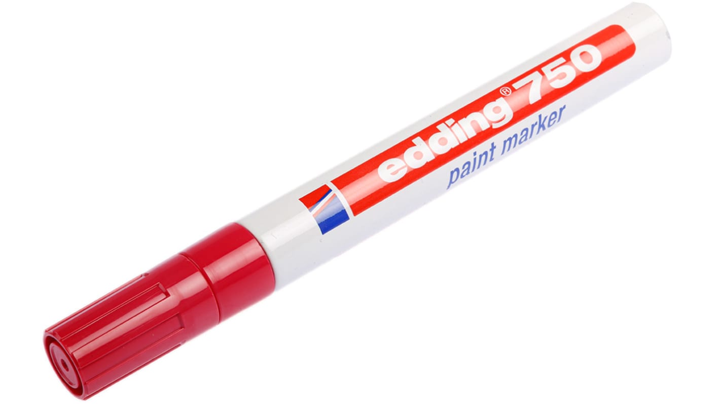 Edding Red 2 → 4mm Medium Tip Paint Marker Pen for use with Glass, Metal, Plastic, Wood