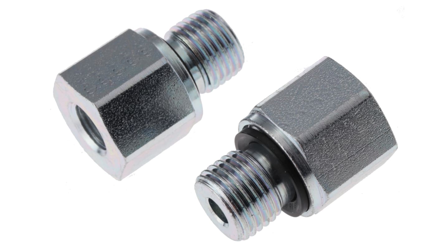 Parker Hydraulic Straight Threaded Reducer G 1/4 Male to G 1/8 Female, RI1/4EDX1/8CF