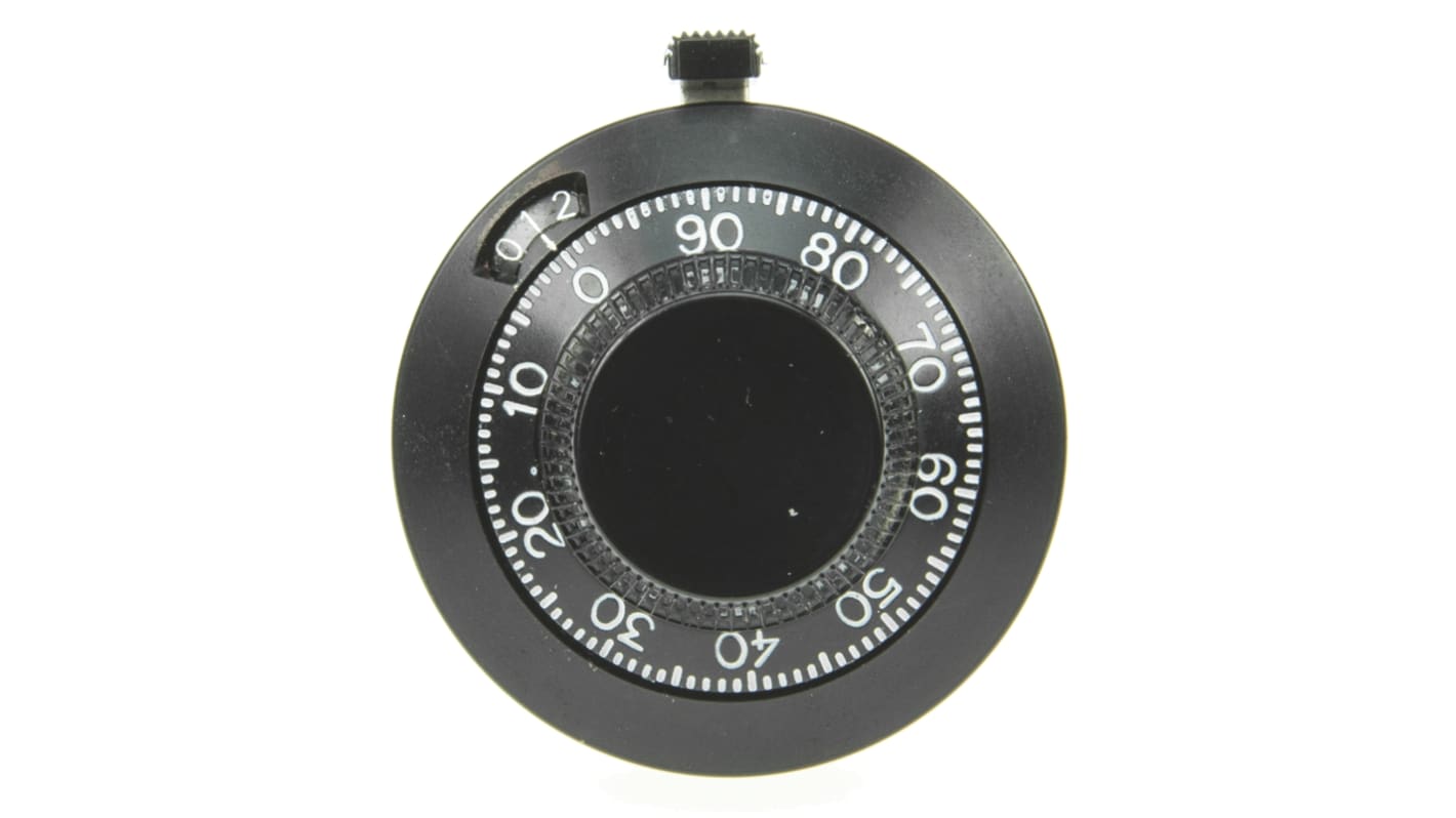 Vishay 46mm Black Potentiometer Knob for 6.35mm Shaft Splined, 21A21B010