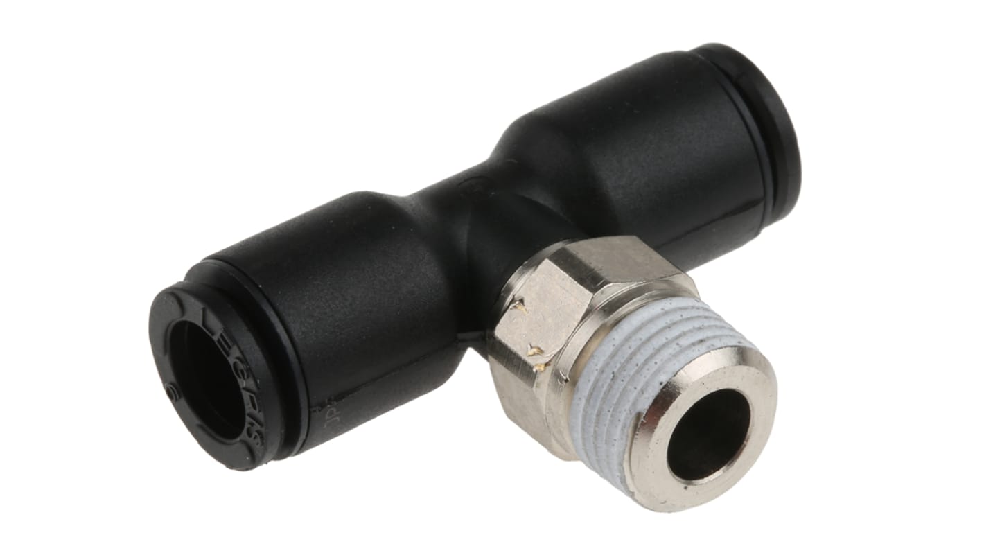 Legris LF3000 Series Tee Threaded Adaptor, Push In 6 mm to Push In 6 mm, Threaded-to-Tube Connection Style