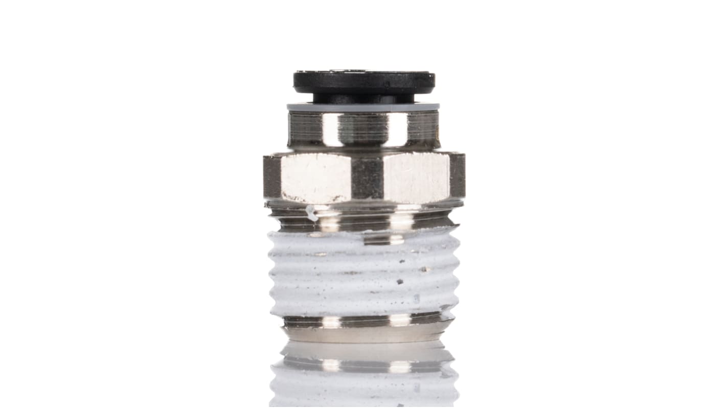 Legris LF3000 R1/4 Stecker x 6-mm-Steckanschluss Gerader Gewindeadapter, Gewinde-zu-Rohr, Messing vernickelt, R1/4