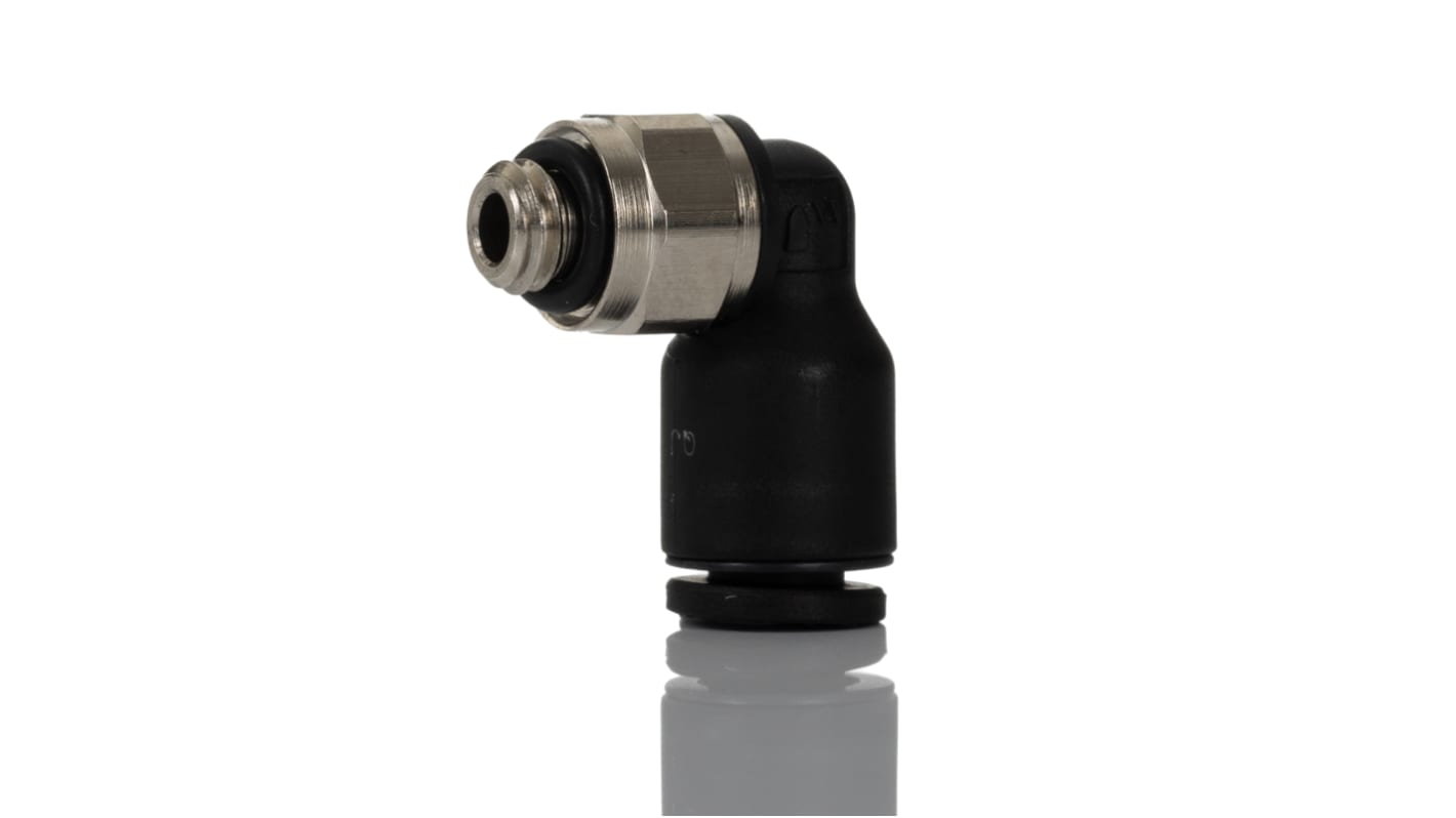 Legris LF3000 Series Elbow Threaded Adaptor, M5 Male to Push In 4 mm, Threaded-to-Tube Connection Style