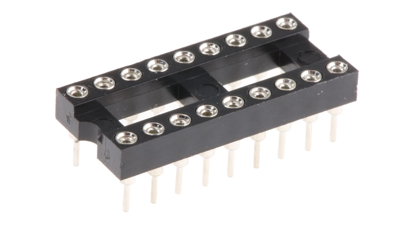 Winslow 2.54mm Pitch Vertical 18 Way, Through Hole Turned Pin Open Frame IC Dip Socket, 5A