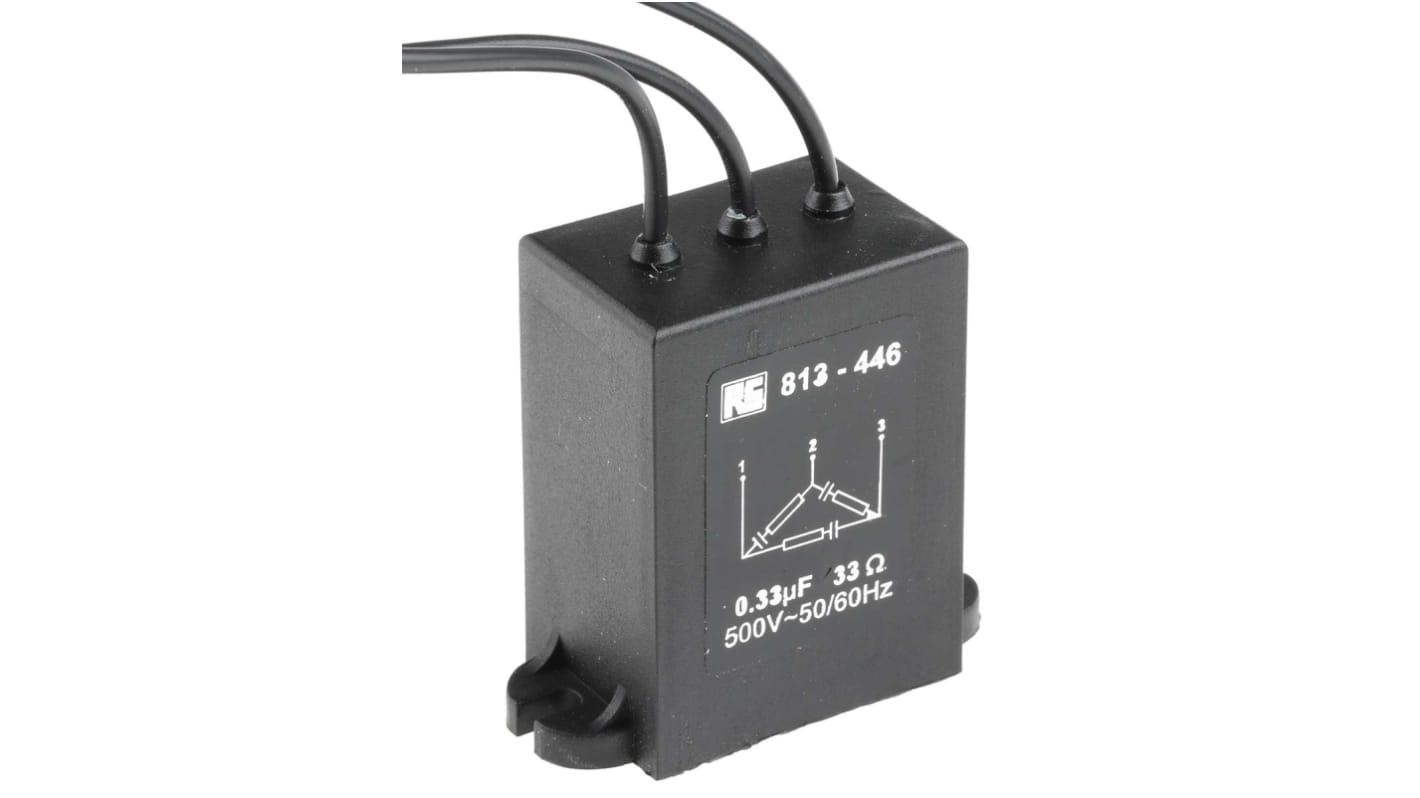 Kondenzátor RC 330nF 500V ac 33Ω 3 prvkový, Montáž na rám, Rám RS PRO