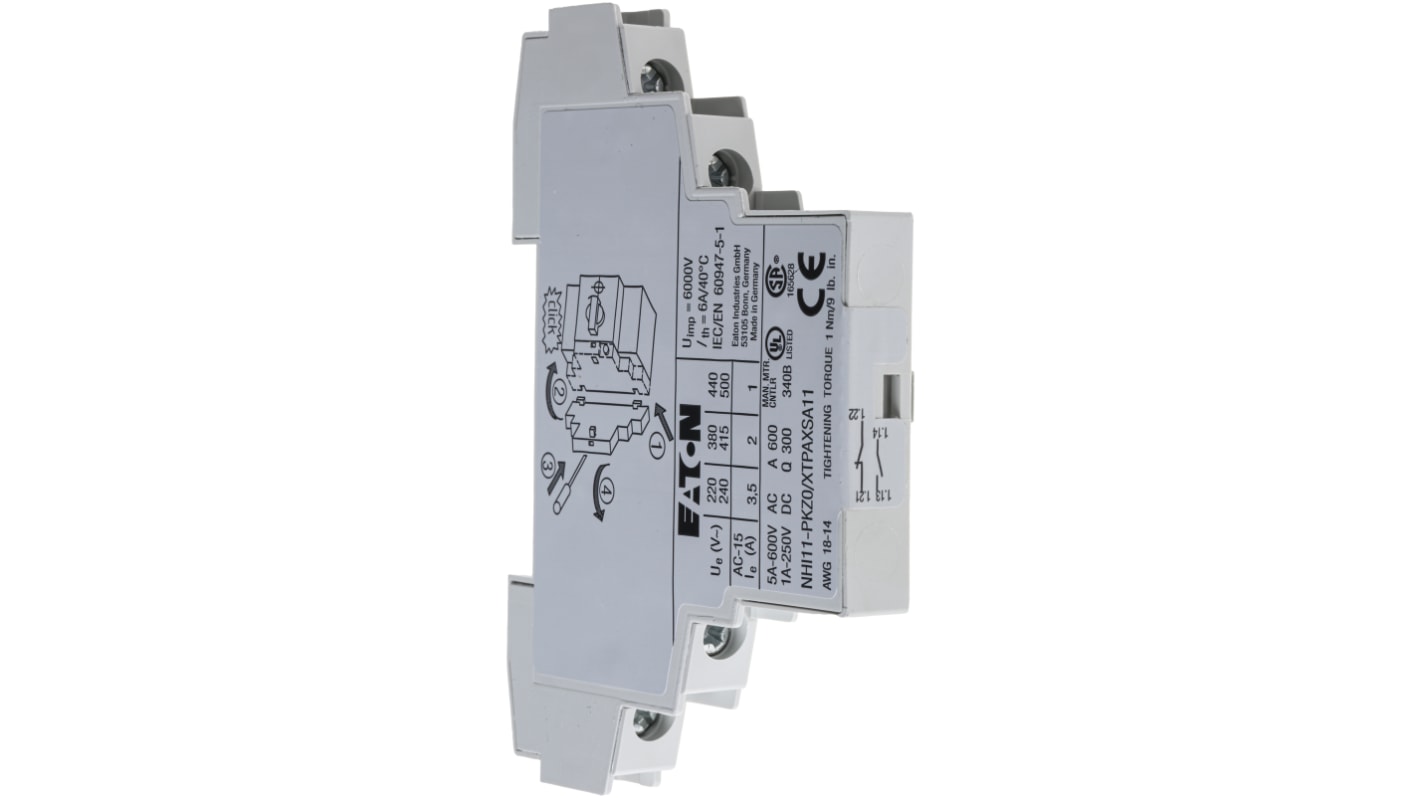 Eaton Auxiliary Contact, 2 Contact, 1NC + 1NO, Side Mount