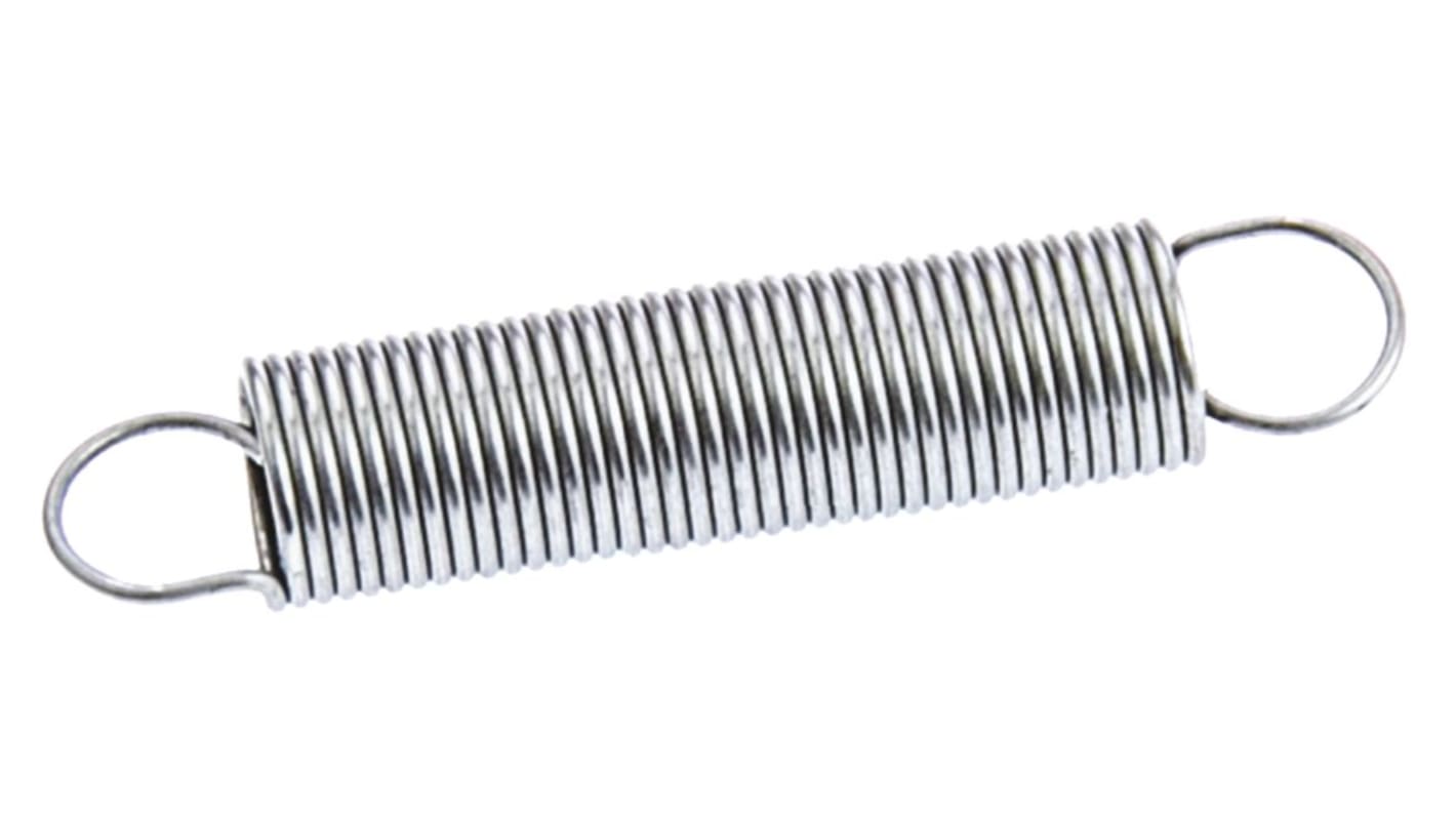 RS PRO Zugfeder Edelstahl L.: 27.7mm x Aussenø 5.5mm, Draht ø 0.5mm 6.5N Federhärte 0.11N/mm