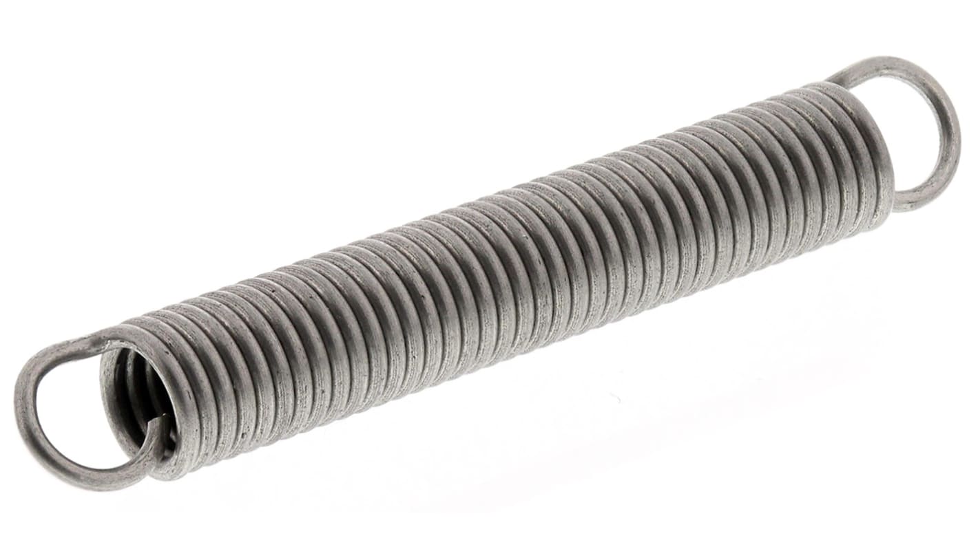 RS PRO Zugfeder Edelstahl L.: 31mm x Aussenø 4.5mm, Draht ø 0.63mm 15.2N Federhärte 0.58N/mm