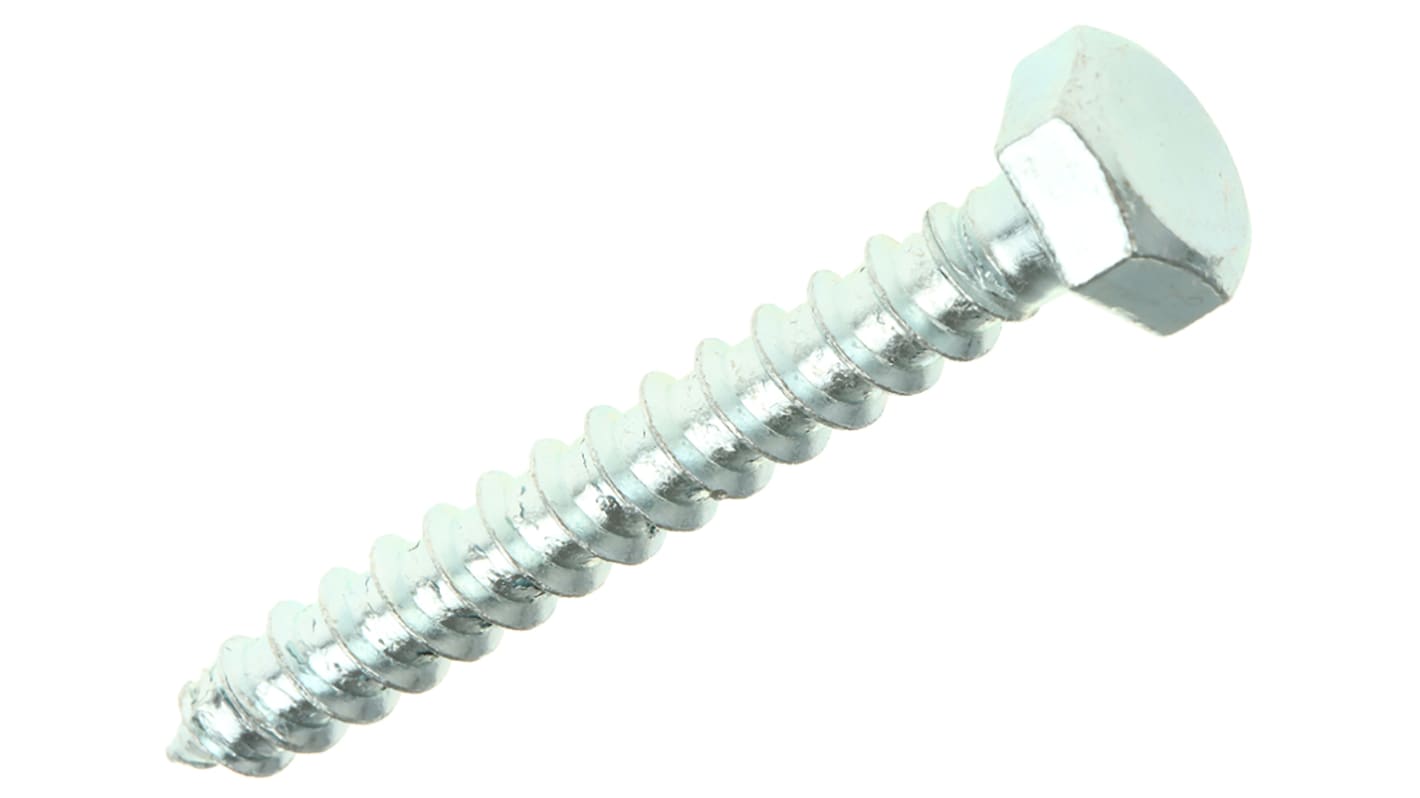 RS PRO Hex Coach Screw, Steel Bright Zinc Plated, 8mm x 60mm