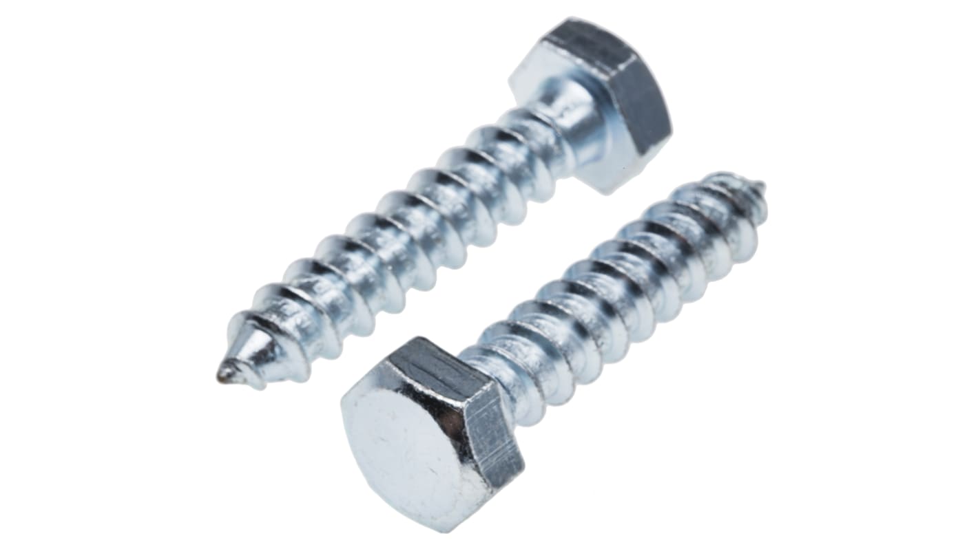 RS PRO Hex Coach Screw, Steel Bright Zinc Plated, 12mm x 60mm