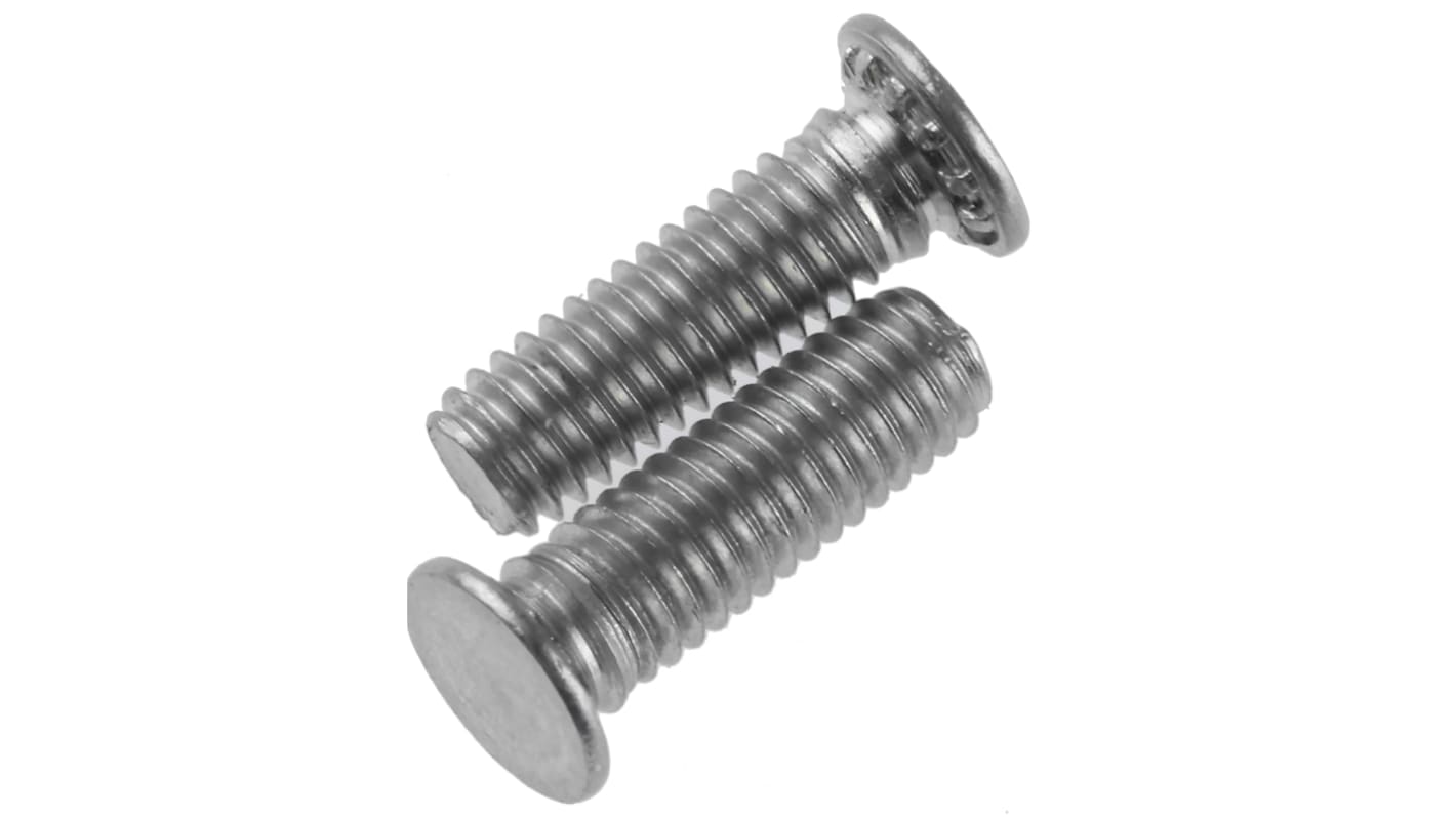 RS PRO Steel Zinc plated & clear Passivated Self Clinching Stud, M3, length-10mm