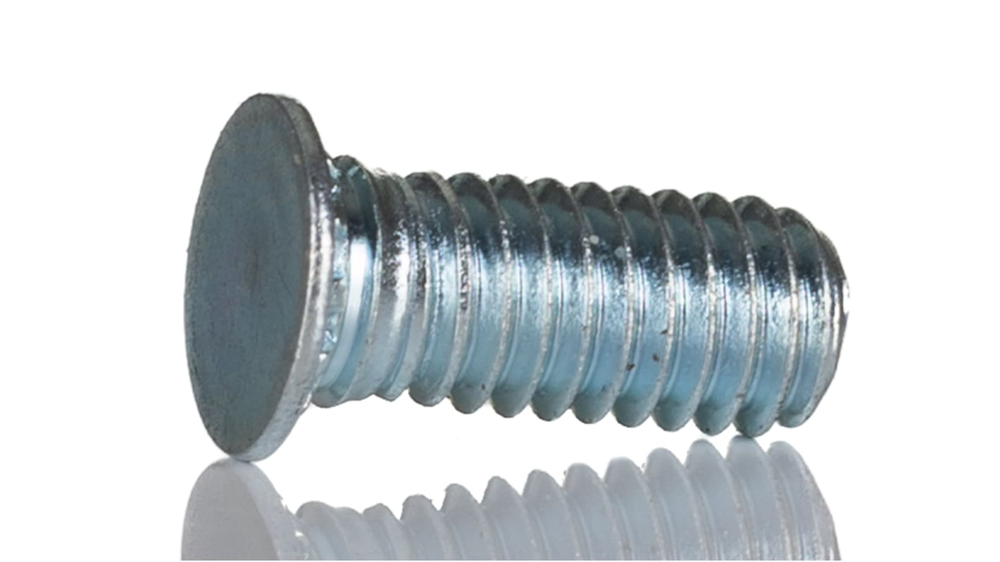 RS PRO Steel Zinc plated & clear Passivated Self Clinching Stud, M4, length-10mm