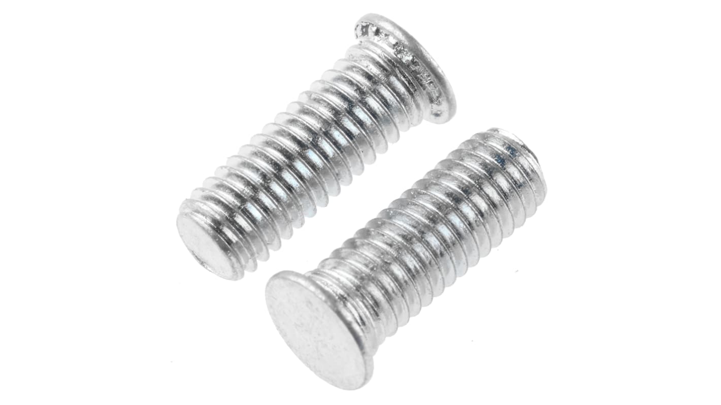 RS PRO Steel Zinc plated & clear Passivated Self Clinching Stud, M5, length-14mm