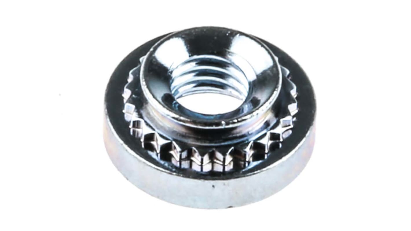 RS PRO Clear Passivated, Zinc Steel Clinch Nut, M3