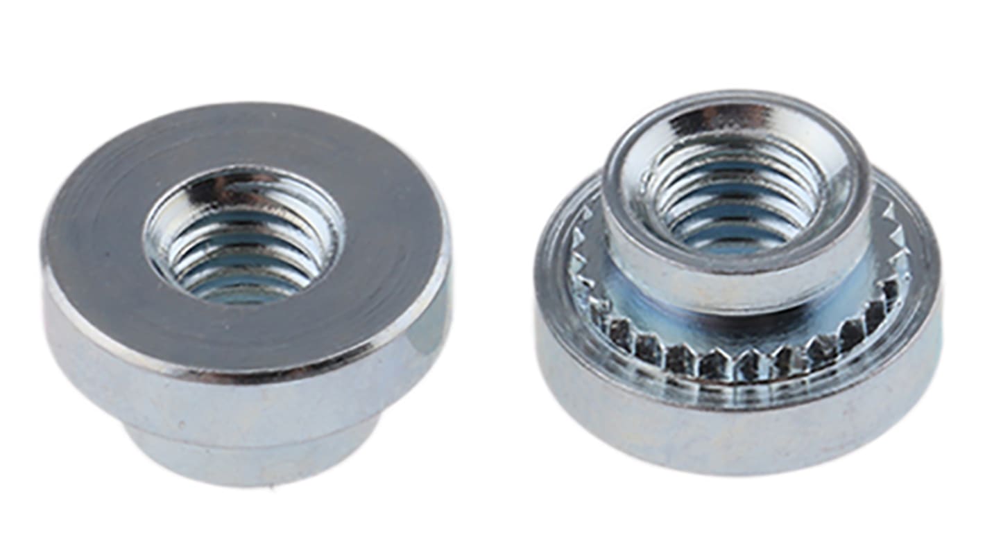 RS PRO Clear Passivated, Zinc Steel Clinch Nut, M3