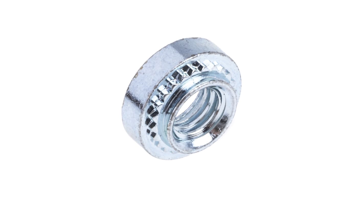 RS PRO Clear Passivated, Zinc Steel Clinch Nut, M4