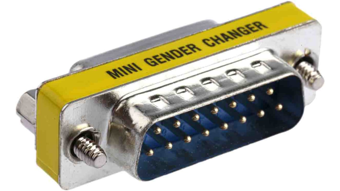 RS PRO D Sub Adapter Male 15 Way D-Sub to Female 15 Way D-Sub