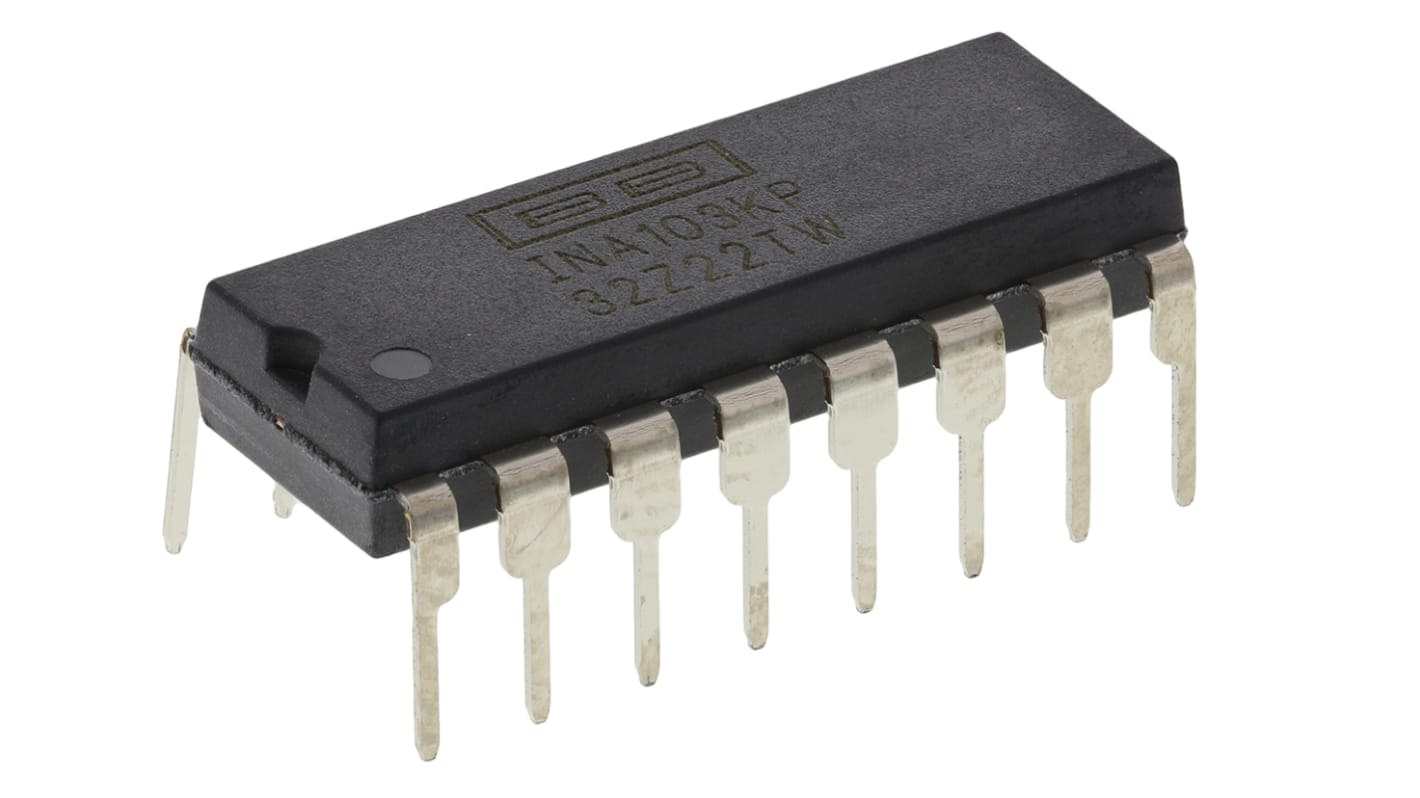 INA103KP Texas Instruments, Instrumentation Amplifier, 30μV Offset 6MHz, 16-Pin PDIP