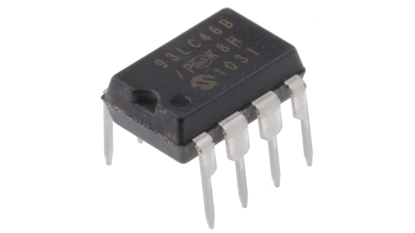 Microchip 1kbit Serieller EEPROM-Speicher, Serial-Microwire Interface, PDIP, 200ns THT 64 x 16 Bit, 64 x 8-Pin 16bit