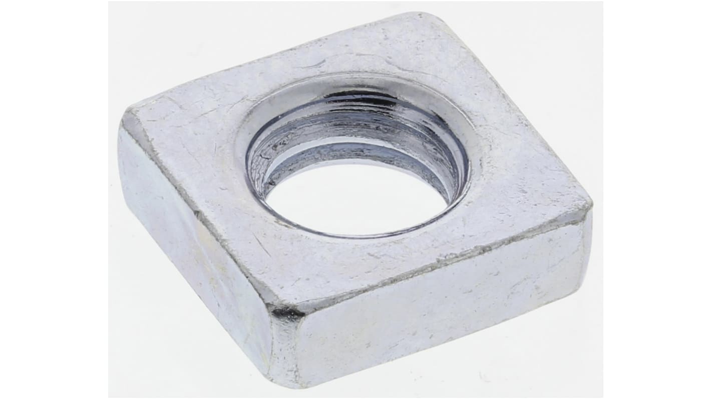 RS PRO M6 10mm Steel Square Nuts, Bright Zinc Plated Finish