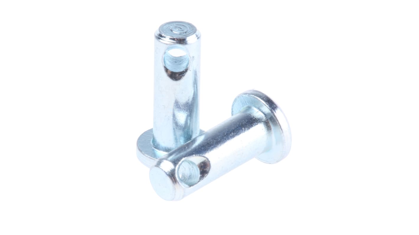 RS PRO 12.7mm Bright Zinc Plated Steel Clevis Pin, 4.76mm Diameter