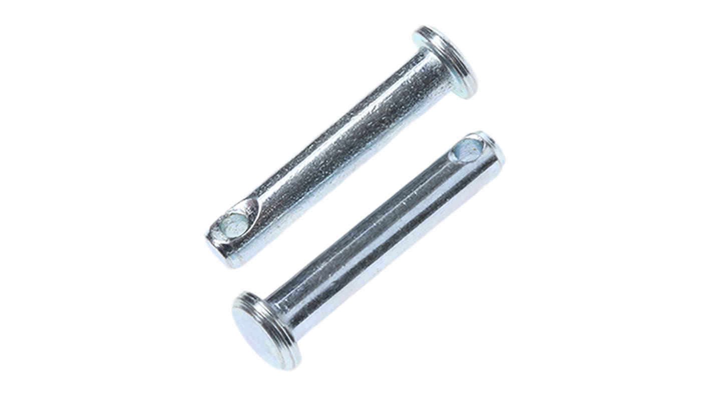 RS PRO 25.4mm Bright Zinc Plated Steel Clevis Pin, 4.76mm Diameter