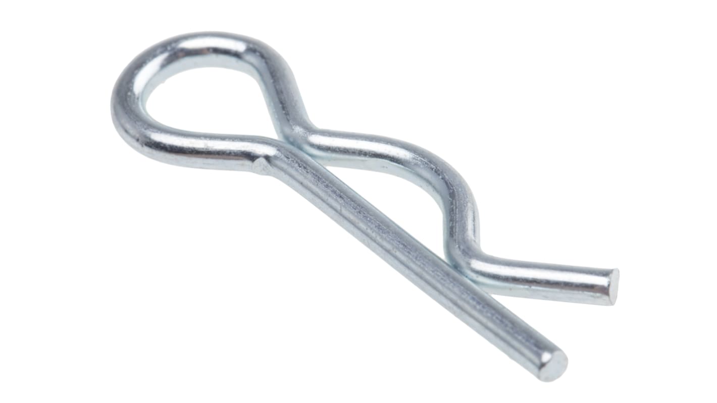 RS PRO Bright Zinc Plated Steel Retaining Clip, 8mm Diameter