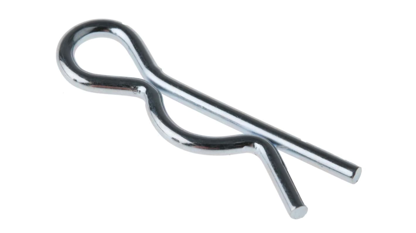 RS PRO 33mm Bright Zinc Plated Steel Retaining Clip, 9.5mm Diameter