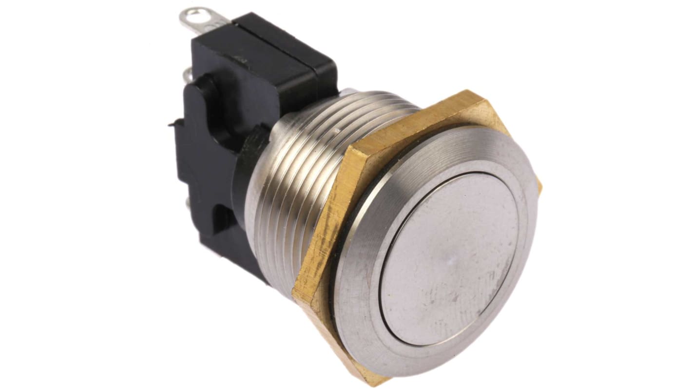 ITW Switches 76-95 Series Push Button Switch, Momentary, Panel Mount, 19.2mm Cutout, SPDT, 250V ac, IP67