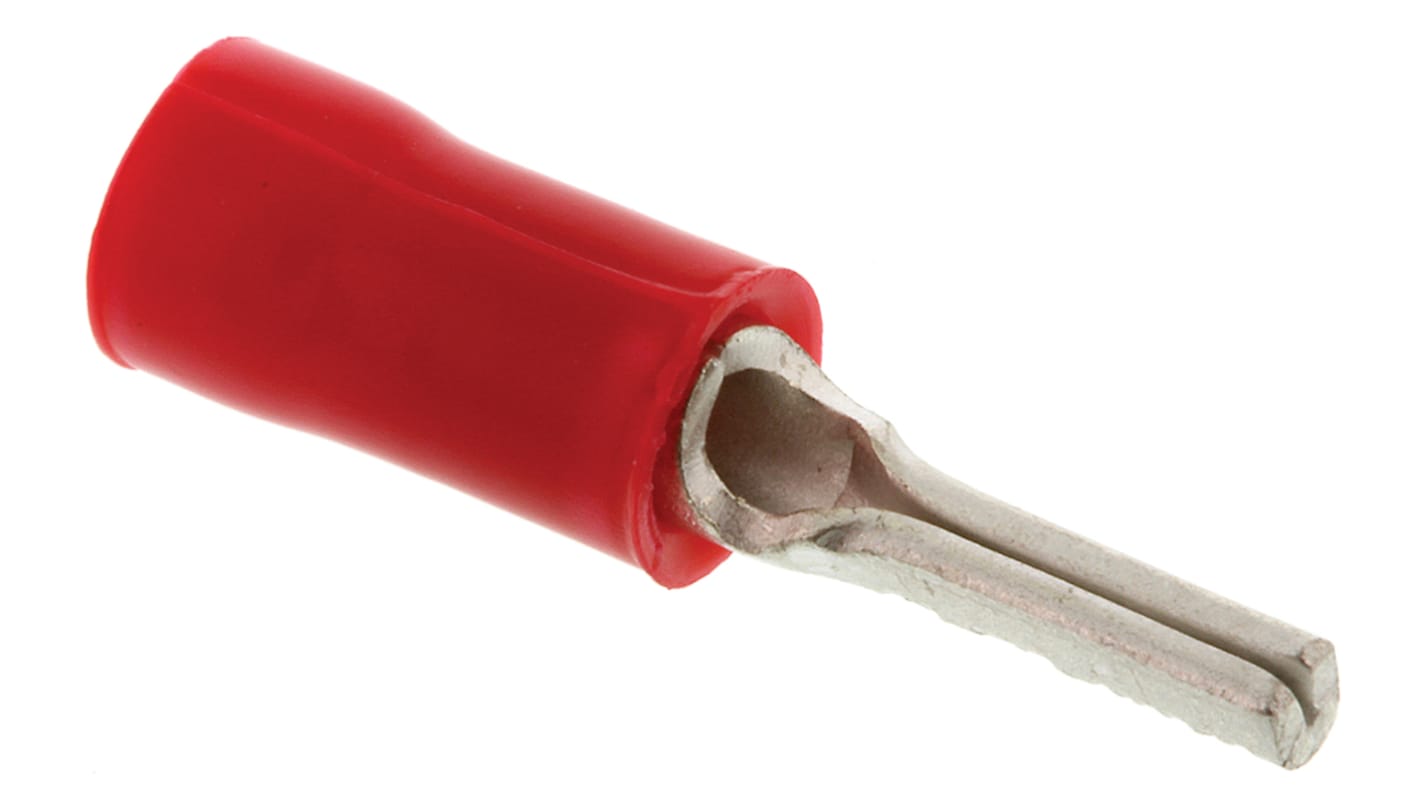 TE Connectivity Stiftkabelschuh, Serie PLASTI-GRIP, Rot Isoliert Nylon min. 0.25mm², max. 1.6mm² 22AWG 16AWG Nicht